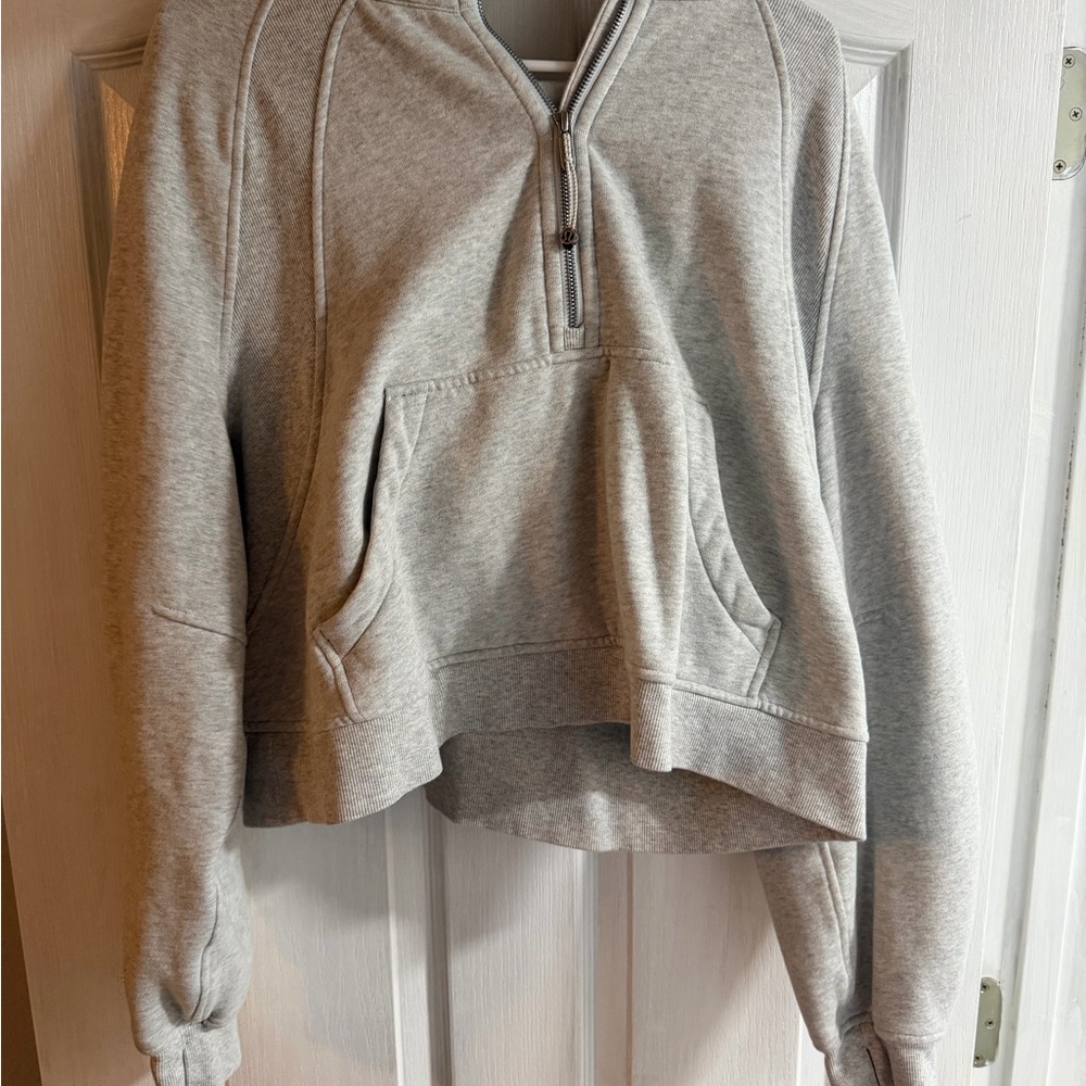 lululemon athletica Half-Zip Cropped Sweatshirt - Light Gray